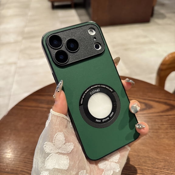 for iPhone 13 Magnetic Case, Compatible with Mag-Safe, Classic Hybrid Magnetic Phone Case for iPhone 13, Military Grade Shockproof, Drop Protection Logo Hollow Design Cover, Green