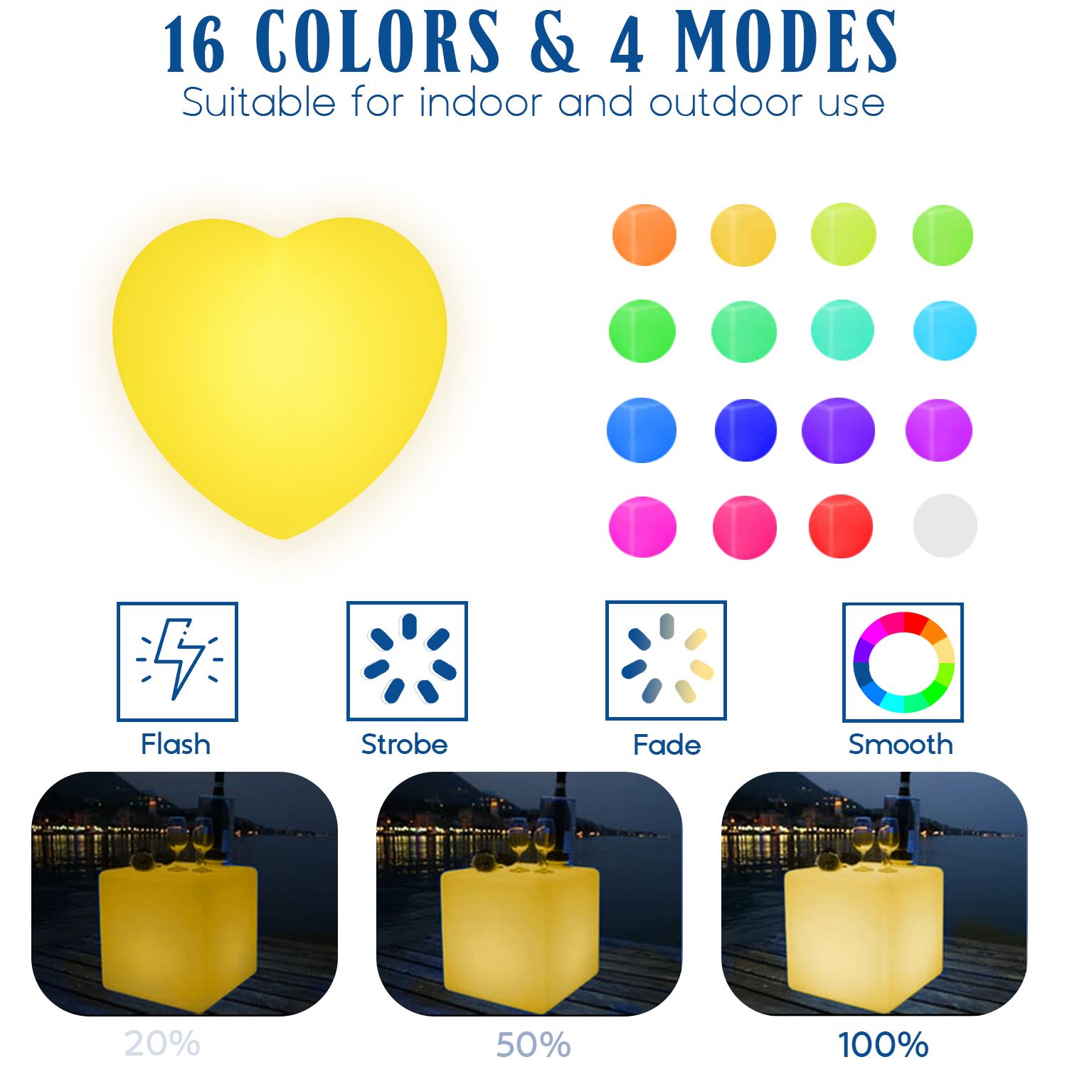 Novelty Lights 12" LED Plastic 3D Glow Heart Light, Waterproof Rechargeable Color Changing Party Heart with Remote, Great for Home Patio Restaurant Lighting - image 2 of 7