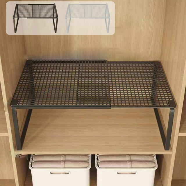 Sentmoon Expandable Cabinet Storage Shelf Stackable Organizer Rack Saving Space for Kitchen Bathroom Pantry Coffee Countertop Home Office Desk Wardrobe Shoe Cabinet