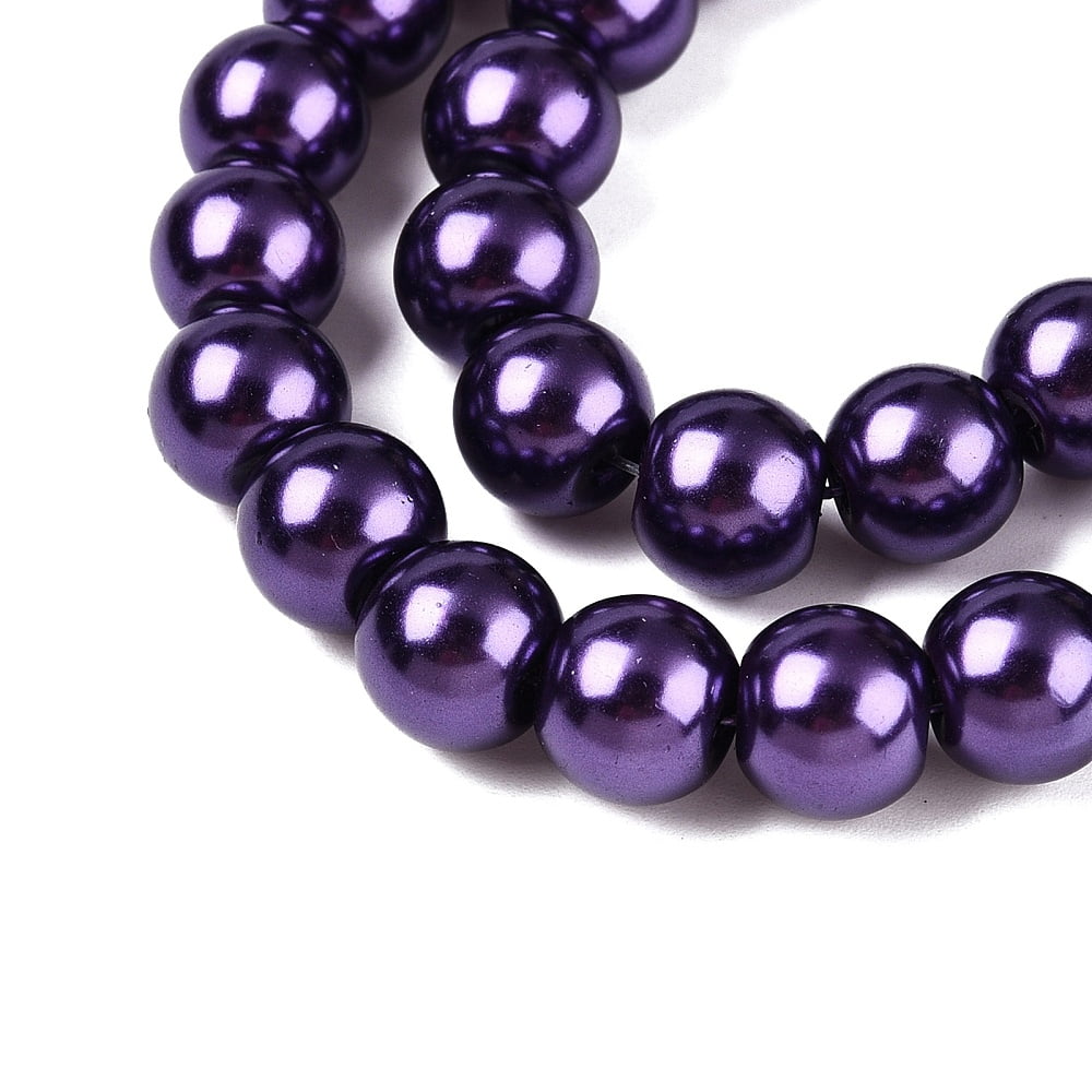 Baking Painted Pearlized Glass Pearl Round Bead Strands Indigo 6~7mm Hole: 1mm about 135~140pcs/strand 31.4 inch