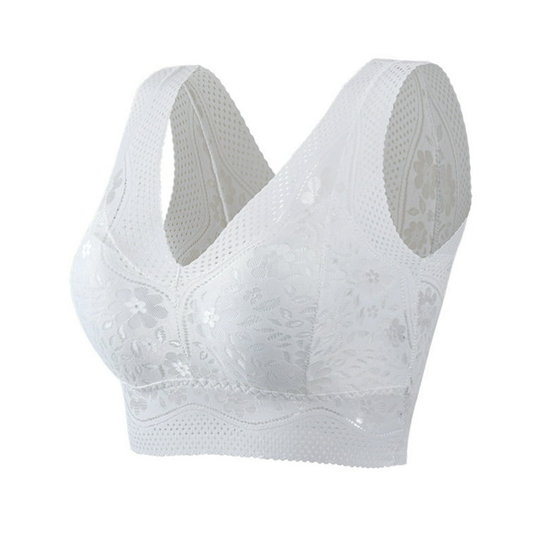 Penkiiy Women Bras Women's Sexy Seamless Push Up Lace Sports Bra  Comfortable Breathable Base Tops Underwear White Bras