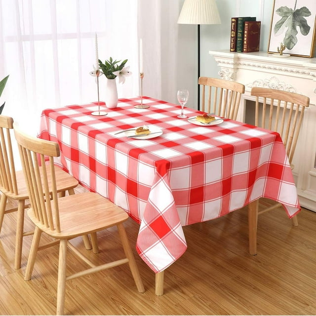 Nappe Rectangulaire à Carreaux - Imperméable, Résistante aux Plis et Lavable Nappe Décorative pour Extérieur, Fête Intérieure, 160GSM