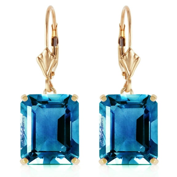 Galaxy Gold 14K Yellow Gold Natural Blue Topaz Dangle Earrings - December Birthstone - Communication & Serenity - Fine Jewelry for Women