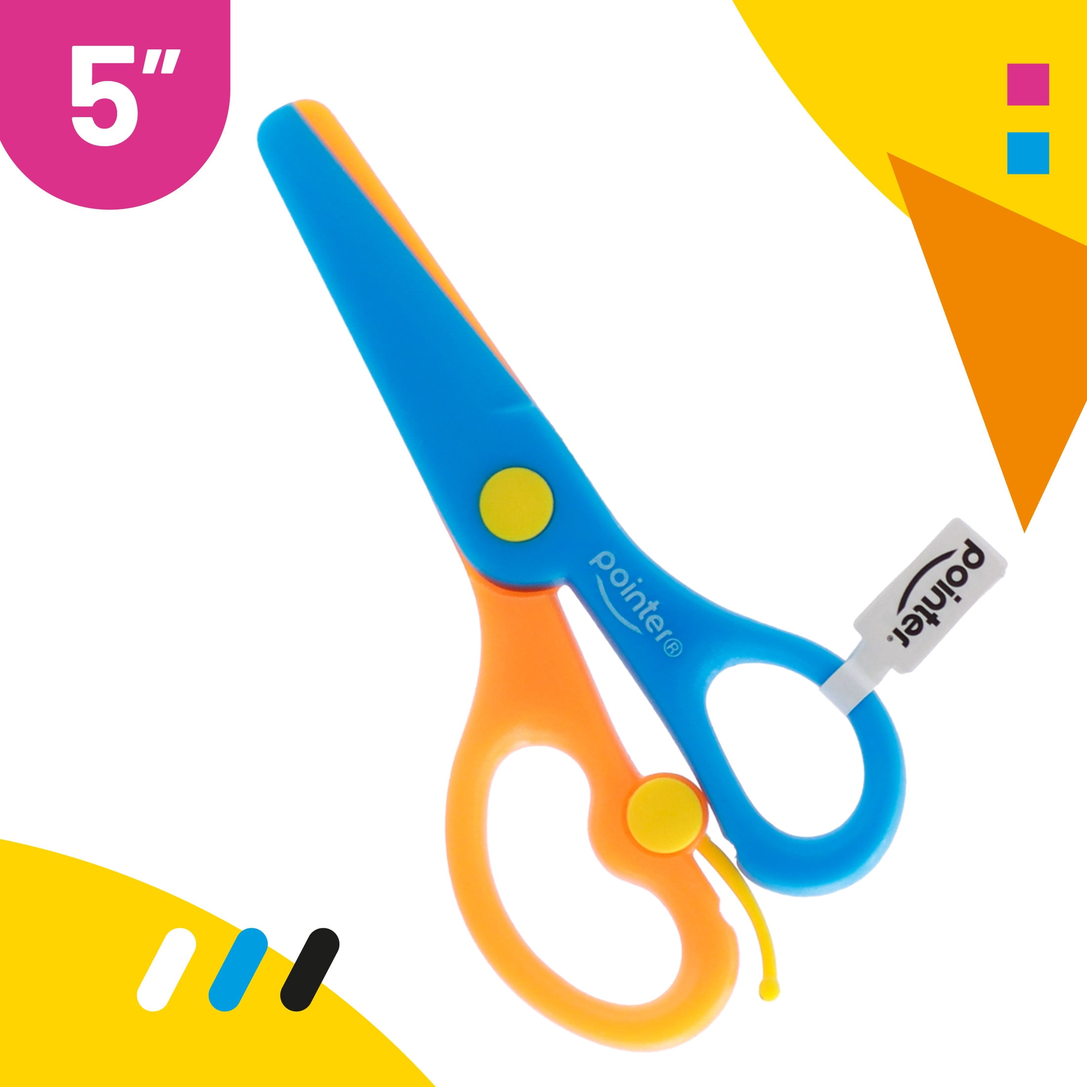 Pointer BlendColor Safety Scissors, 5 inch, Blunt Tip, ABS Plastic, Assorted Colors, 24 Count