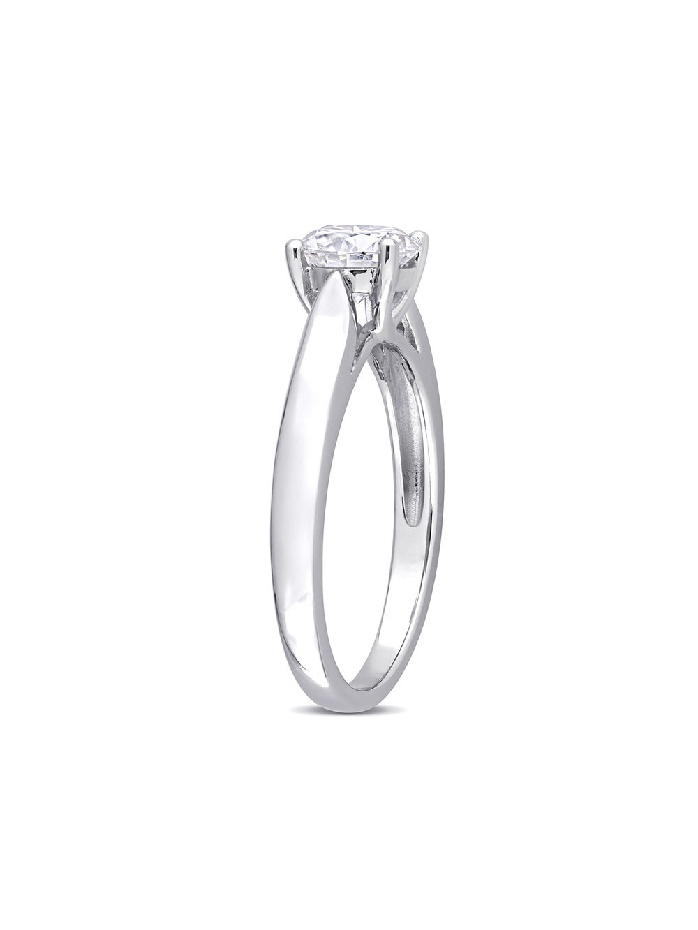1.00 Carat (Ctw) Lab Created Solitaire Moissanite Engagement Ring in Sterling Silver for Women