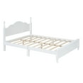 thumbnail image 4 of Queen Size Retro Style Wood Platform Bed, Bed Frame with Wooden Slat Support, Vintage Headboard, Retro Style Platform Bed No Box Spring Required, Easy Assembly, White, 4 of 8