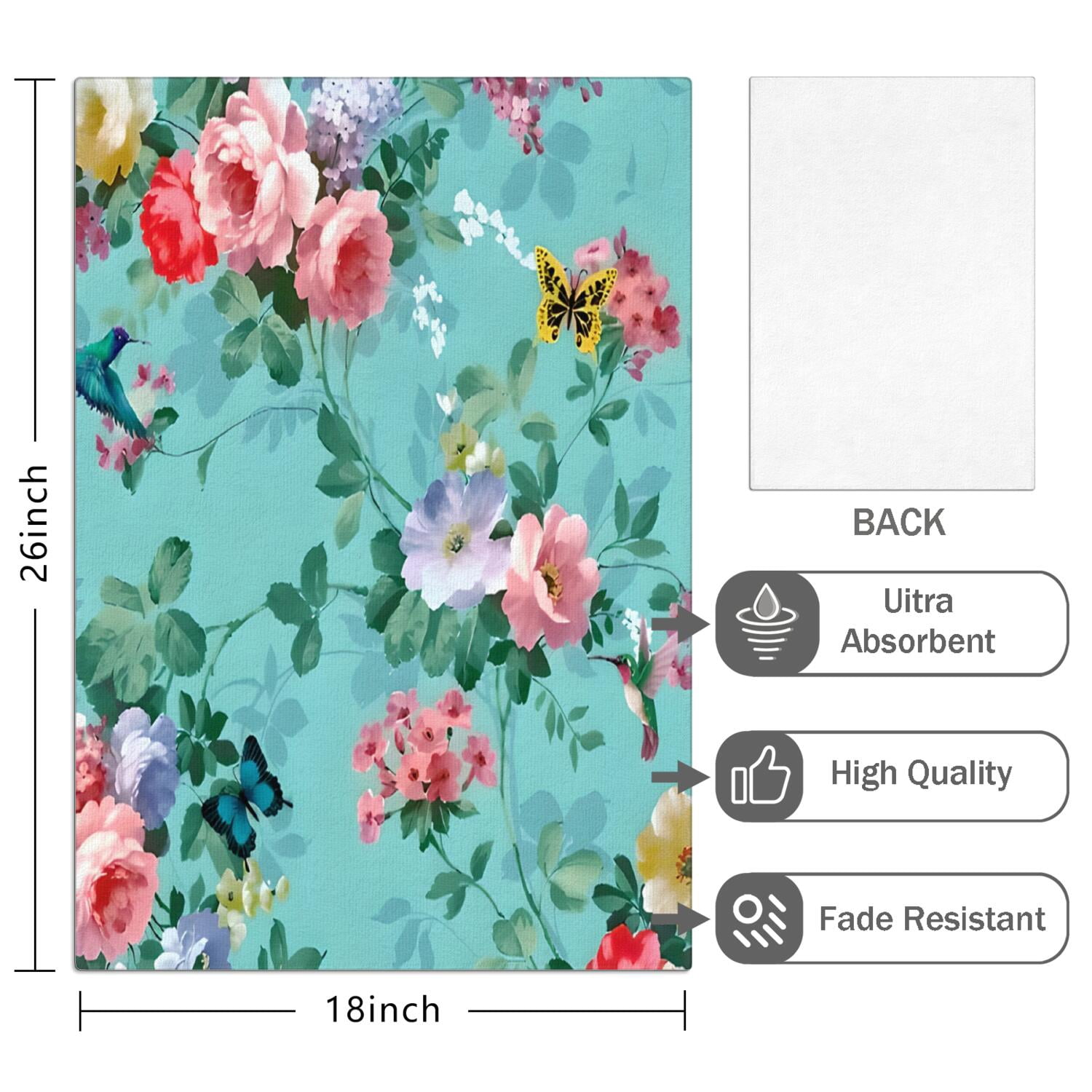 6 Pcs Funny Kitchen Towels,Pioneer Flower Floral Print Pattern Microfiber Dish Towels,Kitchen Tea Towels,Kitchen Towel Set (18" X 26")