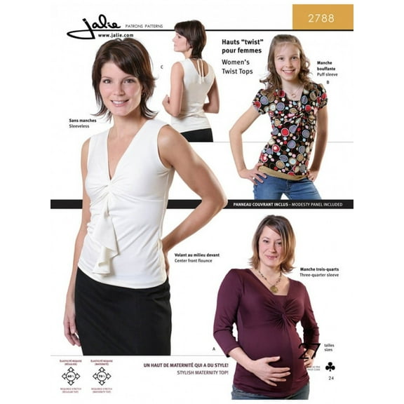Jalie Sewing Pattern 2788 Twist Tops Kids, Teenagers, Women 27 Sizes Tops