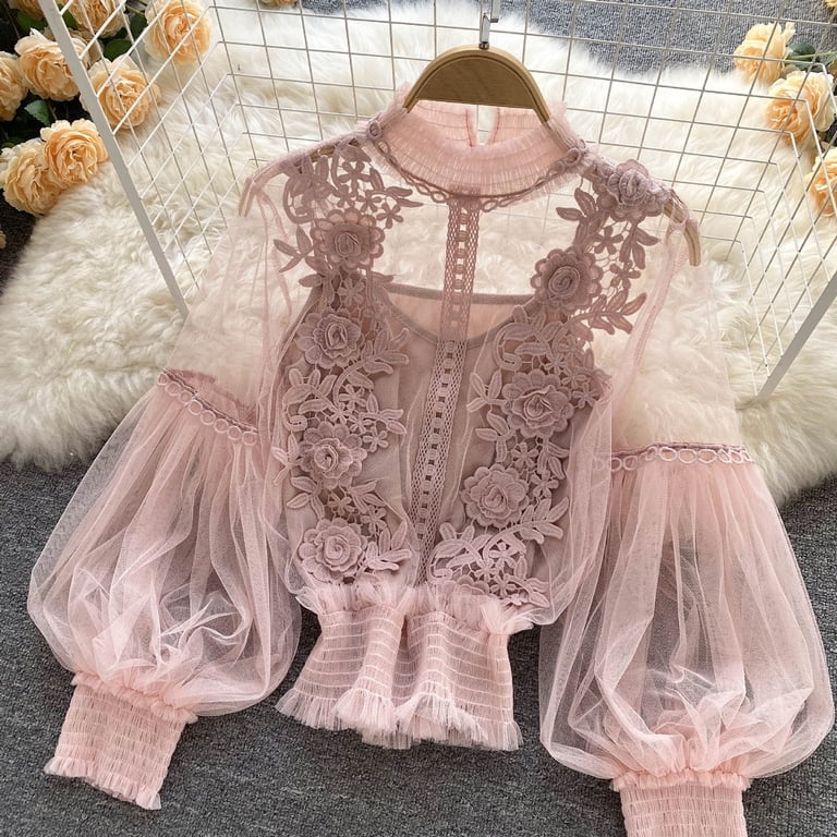 トップス sheller 3D flower embroidery blouse 3D flower ruffle tops – shéller / シェリエ