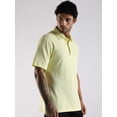 thumbnail image 4 of Men Solid Lemon Yellow Cotton Polo with Embroidered Logo and Collar Stand, 4 of 6