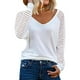 thumbnail image 1 of Camisa de manga larga de malla a rayas para mujer, blusa informal con cuello en V, tallas S a XXL, 1 of 5