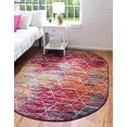 thumbnail image 2 of Unique Loom 3151773 3 x 5 ft. Geometric Trellis Frieze Oval Rug, Multi Color, 2 of 15