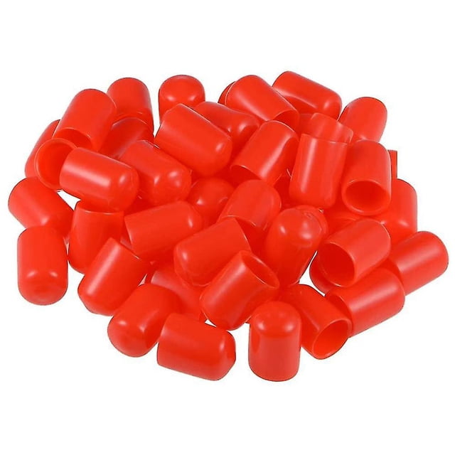 100pcs Rubber End Caps 12mm ID PVC Round Pipe Bolt Caps Thread Protectors Red