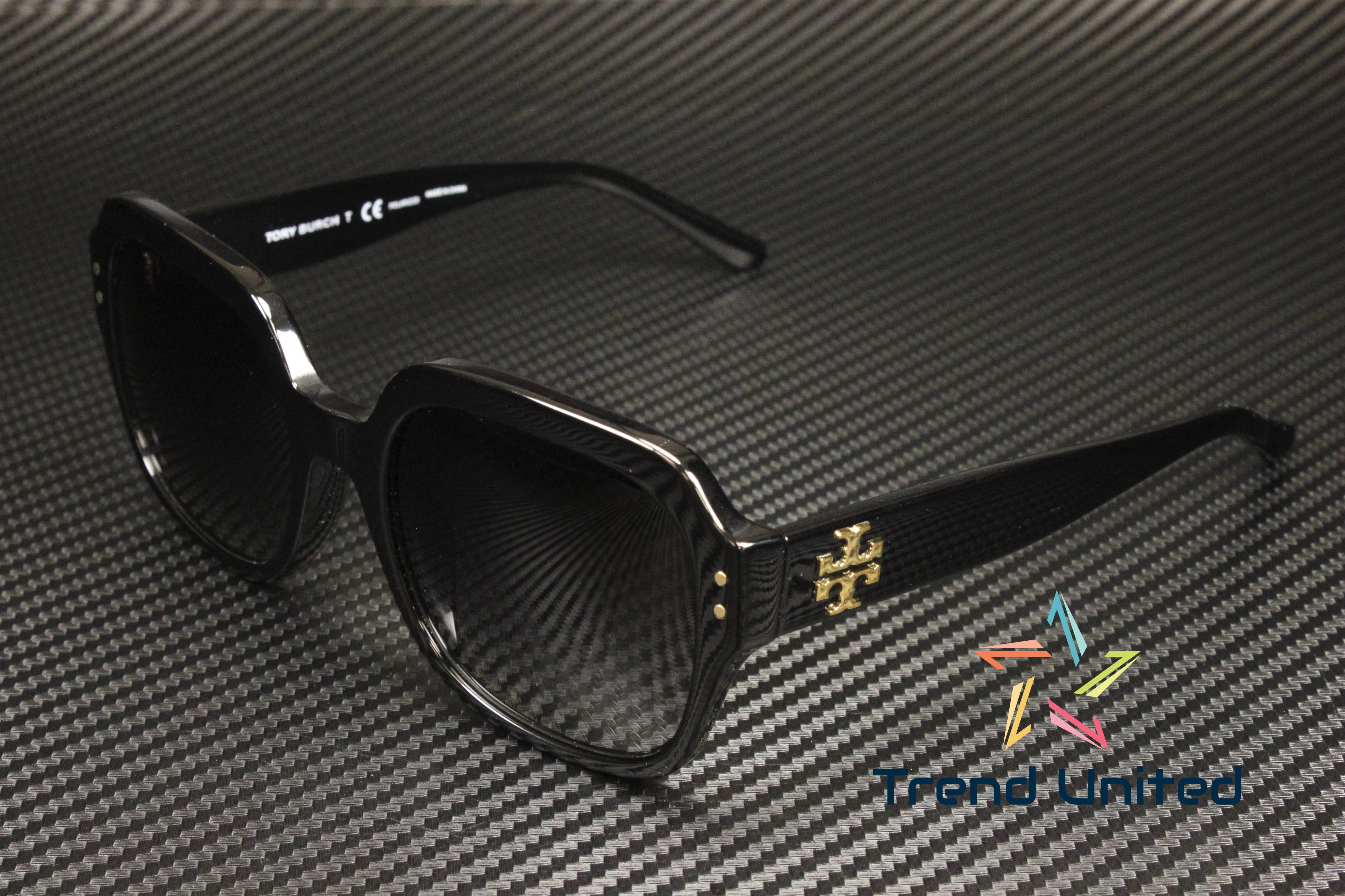 Tory Burch TY 7143U Plastic Womens Square Polarized Optical Sunglasses Black 56mm Adult