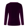 thumbnail image 5 of EHQJNJ Date Night Tops for Women Velvet Top Long Sleeve Shirts Solid Color Ladies Blouses Plus Size Sweatshirts Casual T Shirts Tops Soft Tunic Round Neck Pullover Loose Fit Jumper Women's T-Shirt, 5 of 5