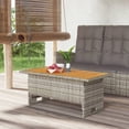 thumbnail image 1 of vidaXL Garden Table Grey 100x50x43/63 cm Solid Wood Acacia&Poly Rattan, 1 of 4
