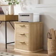 thumbnail image 3 of GVN Large Bedside Table with Fluted Drawers, 22 Inch Wide Nightstand with Charging Station for Bedroom, Oak, 3 of 9