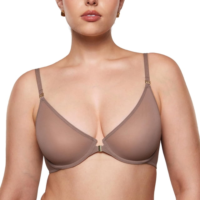 Sujetador INLYRIC Consufy con cierre frontal transparente, marrón oscuro, morado, 42C