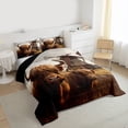 thumbnail image 3 of Homewish Animal Highland Cow 3 Pieces Queen Comforter Set for Boys Girls,Retro Lodge Cabin Windmill Ultra Soft Bedding Sets,Western Vintage Aesthetic Bedding Comforter Set Breathable, 3 of 8