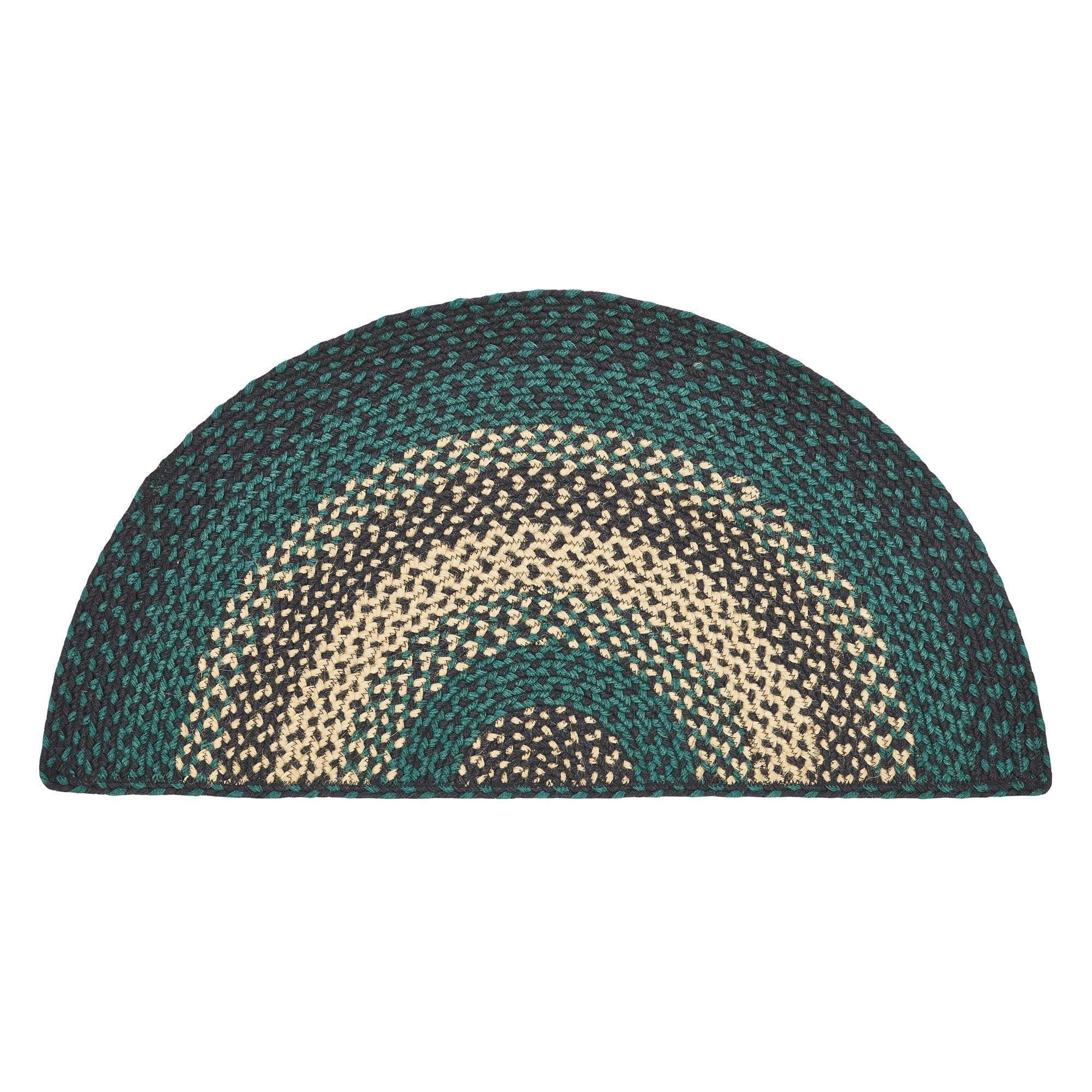 VHC Brands Pine Grove, Braided Jute Rug, Non-Skid Pad, Accent Rug, Oval, Green, 24x36