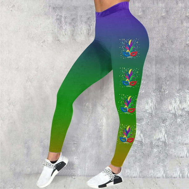 MKLEKYY Leggings deportivos casuales de yoga con estampado de carnaval para mujer, leggings de moda