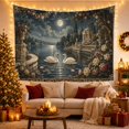 thumbnail image 3 of White Swans Beneath a Full Moon, Romantic Vintage for Nature Lovers, Moonlit Lake Garden Art, Anniversary Gift, Tapestry Wall Hanging for Bedroom and Living Room, 3 of 7