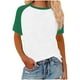 thumbnail image 1 of Tops de Cuello Redondo para las Mujeres en Contraste Impreso Suéter de Manga Corta Top de Moda, Blusa Casual Ligera para Diario, 1 of 5