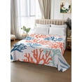 thumbnail image 2 of Orange Blue Coral Full Size Flat Sheet, Wrinkleproof & Fadeproof Cooling Flat Bed Sheet Only, Green Gradient Coastal Ocean Color Breathable Soft Bedding Top Sheets 81 x 96 Inches, 2 of 8