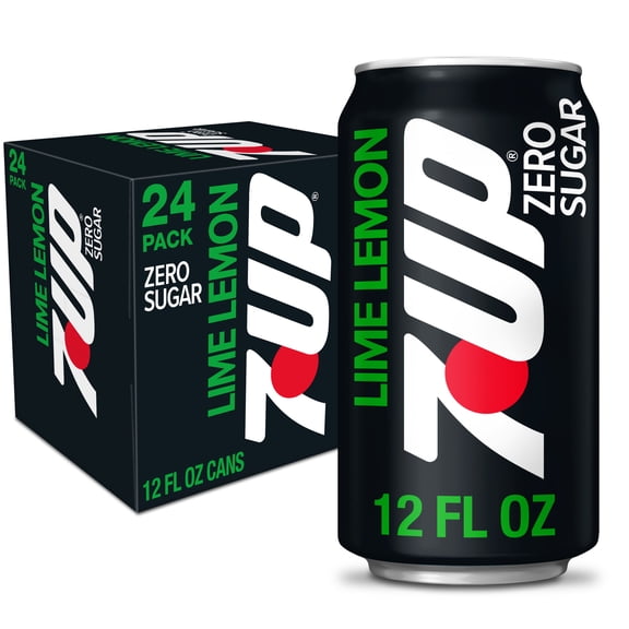 7UP Caffeine Free Zero Sugar Lime Lemon Soda Pop, 12 fl oz, 24 Pack Cans