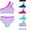 Purple, variant on RTKFRFLM Girls 2-Piece Bikini Swimsuit One Shoulder Color Block Bathing Suit High Waisted Swimwear with Removable Pads for
