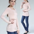 thumbnail image 4 of Leesechin Maternity Shirts V-Neck Long Sleeve Bandage Solid Color Breast-Feeding Pregnant Nursing Blouse Tops, 4 of 7