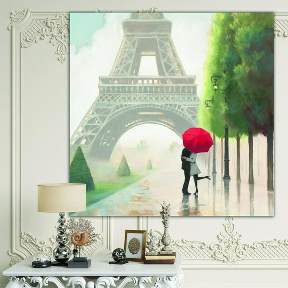 Designart - Paris Romance Couples III - French Country Premium Canvas Wall Art