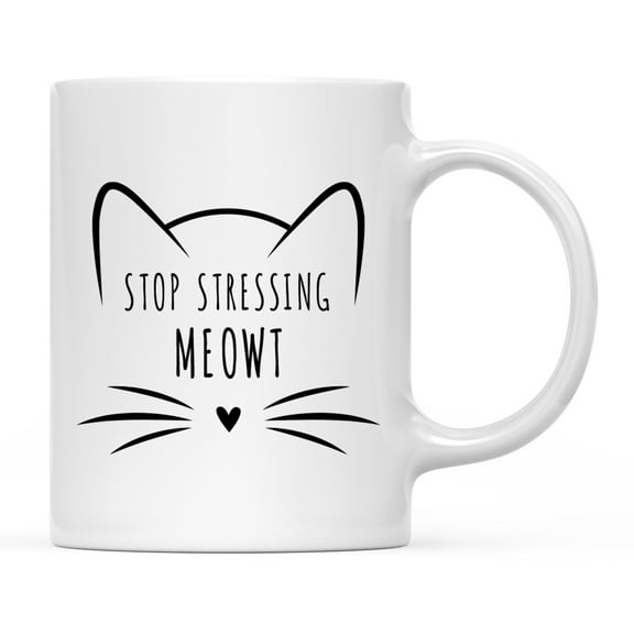 Koyal Wholesale Funny Cat Lover Ceramic Coffee Mug, Stop Stressing Me Meowt