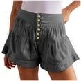thumbnail image 3 of Simua Women's Fashion Shorts Summer Baggy High Waisted Flowy Wide Leg Buttons Pleated Solid Color Skorts, 3 of 8