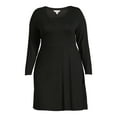thumbnail image 5 of Terra & Sky Women's Plus Size Long Sleeve Swing Dress, Sizes 0X-5X, 5 of 5
