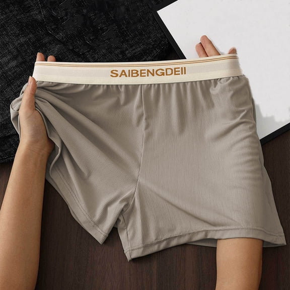 Yaoyar Mens Loose Fit Breathable Summer Boxer Shorts Four Leg Athletic Underwear with Lightweight Fabric for Home Wear Casual Comfort Soft Boxer Briefs,Gray,XL