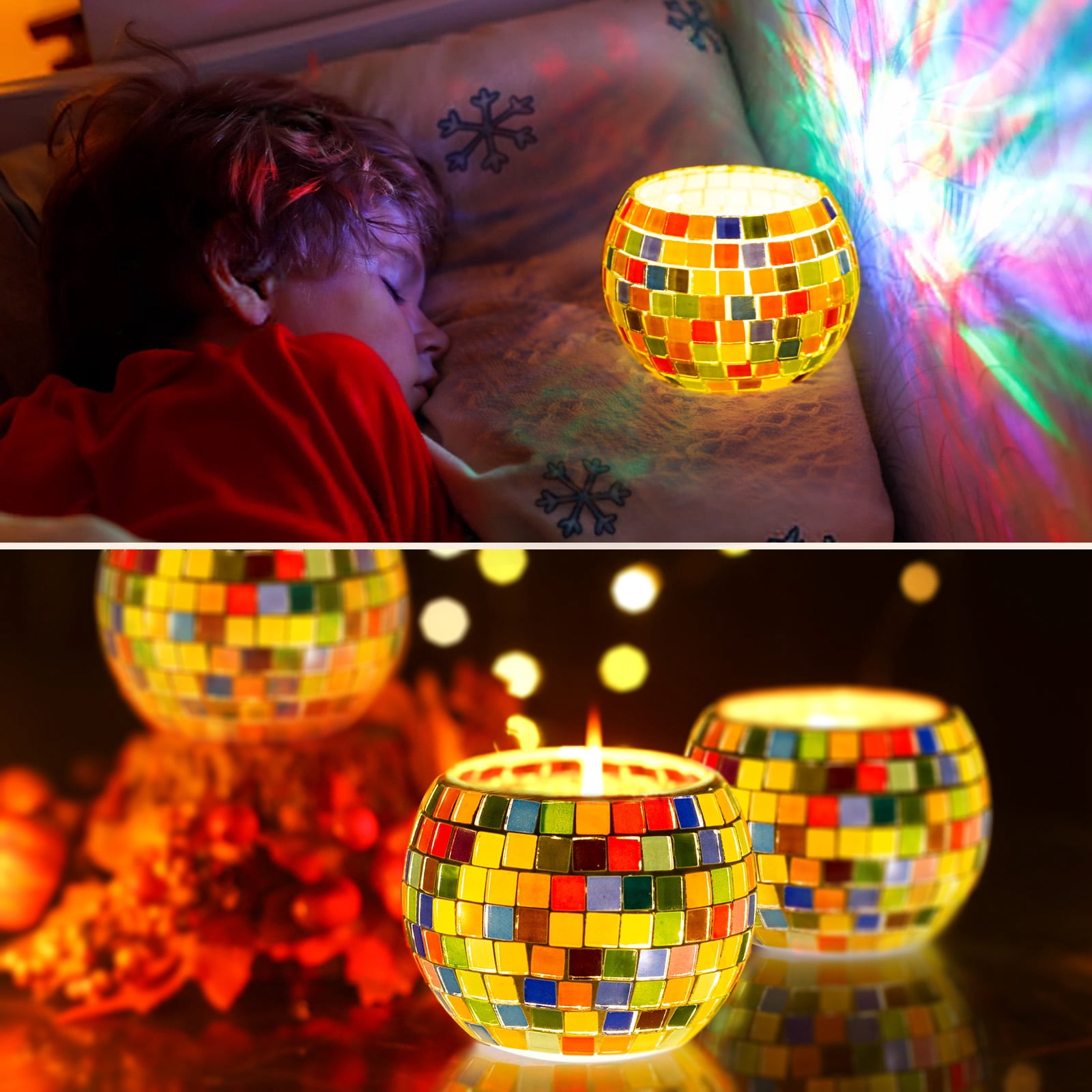 Mosaic Candle Holder for Kids, Diy Art and Crafts Kit for Adult, Tealight Candle Holder for Home Lighting Decor, Cool Birthday Gifts for Kids Ages 6-12