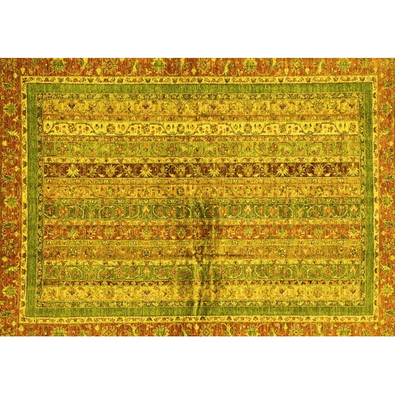 Ahgly Company Indoor Rectangle Oriental Yellow Modern Area Rugs, 7' x 9'
