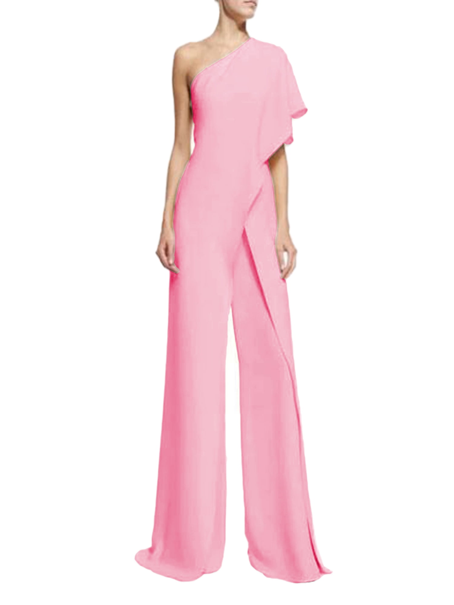 wsevypo One-Shoulder Ruffle Jumpsuit 
