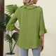 thumbnail image 4 of Tops bohemios sin mangas,Blusa informal de manga 3/4 para mujer, estilo vendaje, mezcla de algodón y lino, cuello redondo, corte holgado, ideal para primavera y verano, sopatenor, 4 of 7