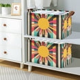 thumbnail image 2 of Yayeee Foldable Storage Basket for Shelves with Handles Waterproof Cloth Bins, Geometric Sun, 2 of 7