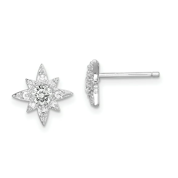 Primal Silver Sterling Silver Rhodium-plated Cubic Zirconia Star Post Earrings