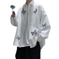 thumbnail image 1 of Camisa de manga larga estampada, ajuste informal, transpirable, elegante, camiseta masculina para citas, 1 of 8