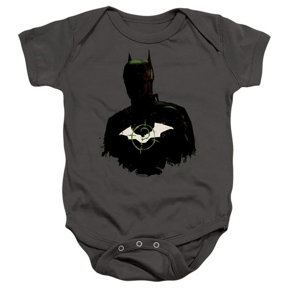 The Batman Silhouette With Riddler Logo Unisex Infant Snap Suit for Baby (12 Months) Charcoal