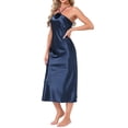 thumbnail image 4 of INSPIRE CHIC Women's Elegent Satin Nightgown Spaghetti Halter Midi Dress Silky Lightweight Tassel at the Bust Evening Dress M Blue, 4 of 6