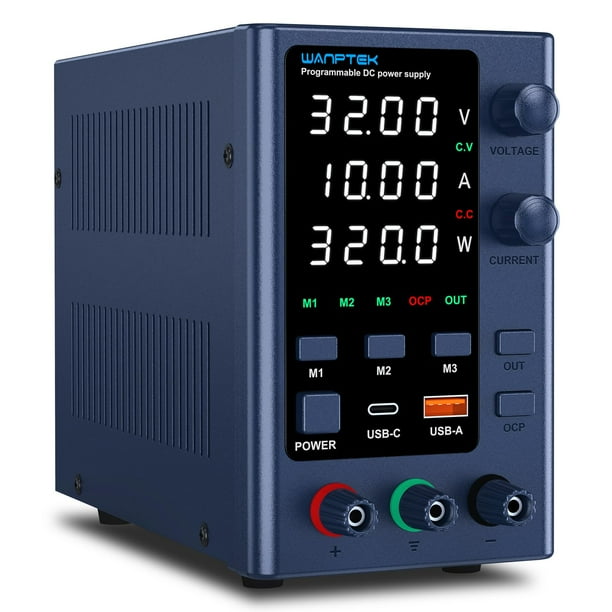 Fuente de alimentación DC WANPTEK POWER 0-32 V 0-10 A con almacenamiento de memoria