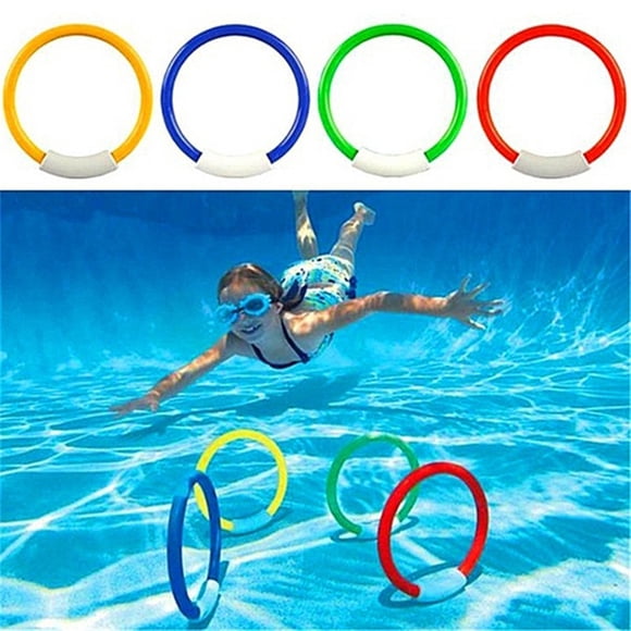 4 unids/pack niño chico piscina submarinismo anillos juguetes piscina subacuática buceo verano playa juguetes para jugar en el agua