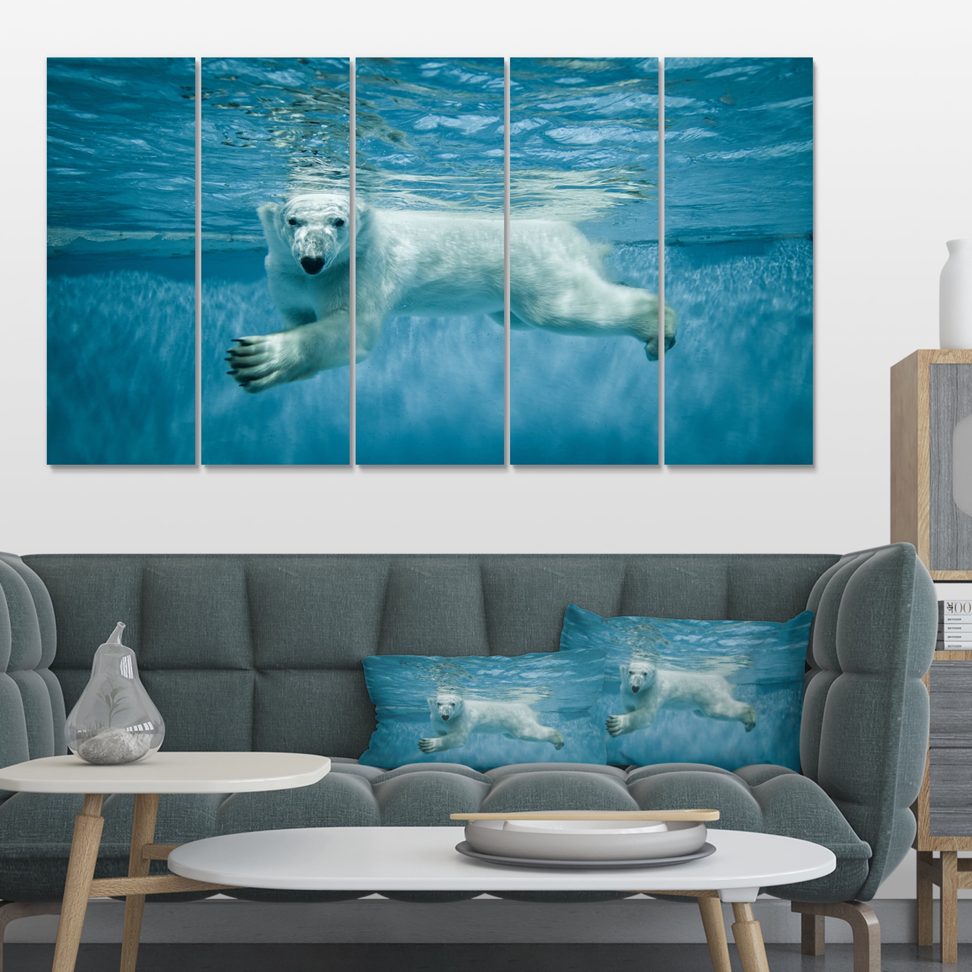 Polar Bear Swimming Under Water Large Animal Canvas Artwork Walmart Canada