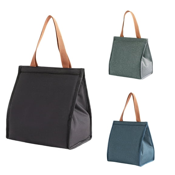 Unique Bargains Lunch Bag with Magic Tapes Reusable Insulated Lunch Tote Bag Leakproof Lunch Box Container Black