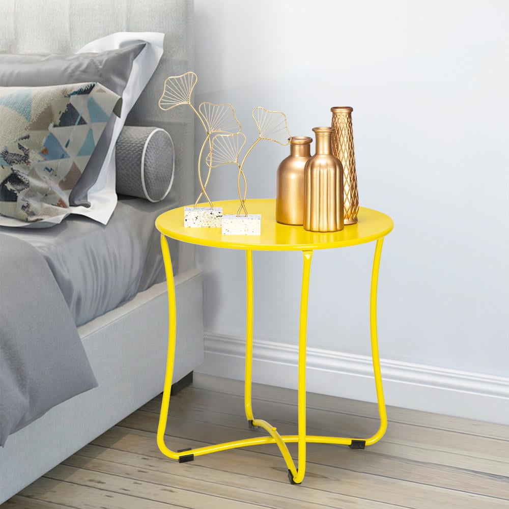 Ktaxon Indoor Outdoor Portable Metal Side Table Yellow